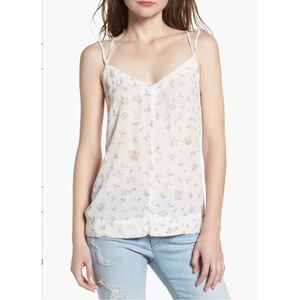 NWT AG Maggie Floral Spaghetti Strap Top Size Medium in White Multi